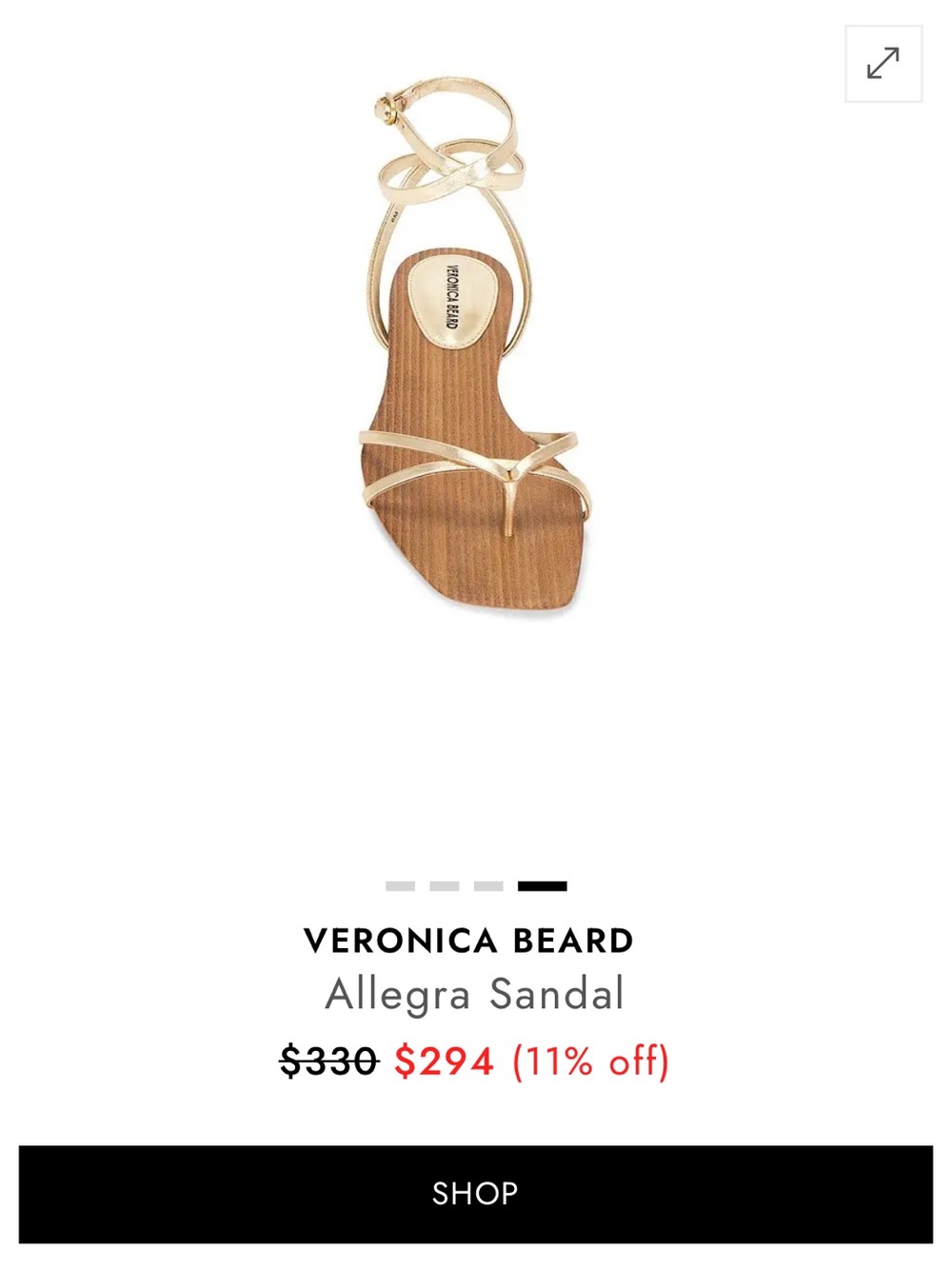 Veronica Beard Metallic Gold Strappy Allegra Sandal